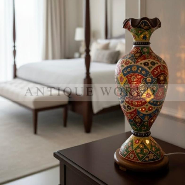 Hand-Painted Camel Skin Table Lamp