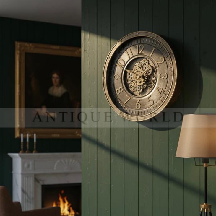 Minimalist Analog Moving Gears Wall Clock for Home