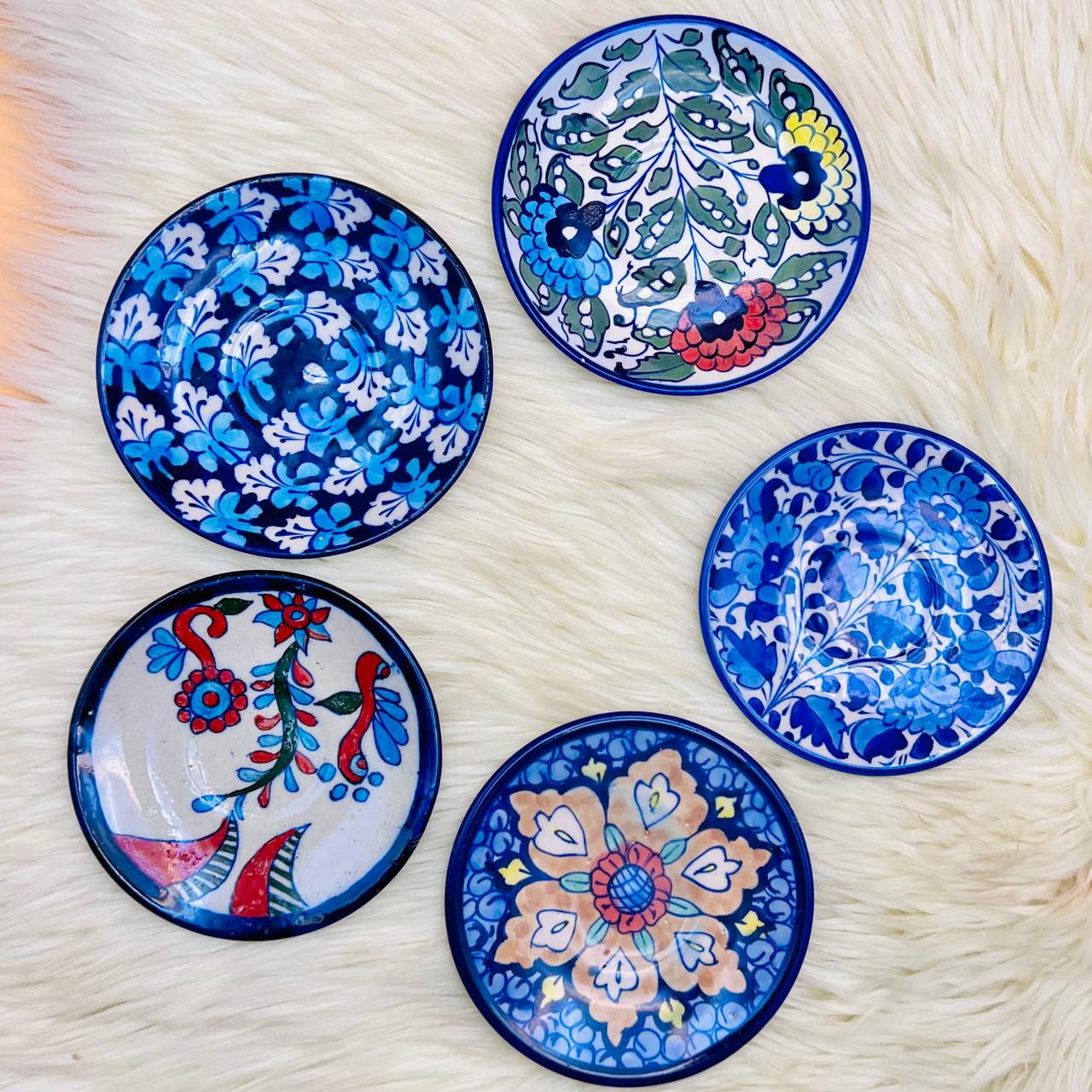 Handmade Blue Pottery  Tray ( Set of 5pc )