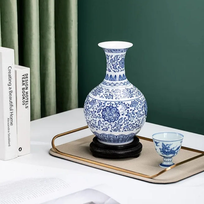 Blue and White Ginger Jar Vase