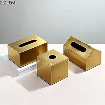 Gold Metal Tissue Box Cover