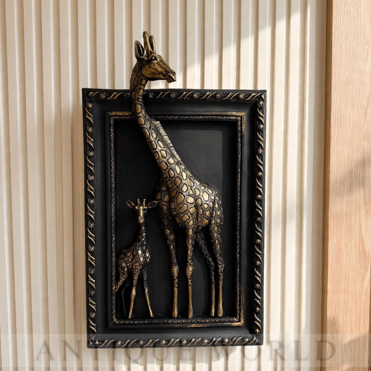 Golden Giraffe Family Elegance Wall Art