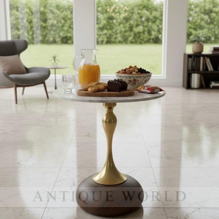 Luxury Round Side Table with Marble Top