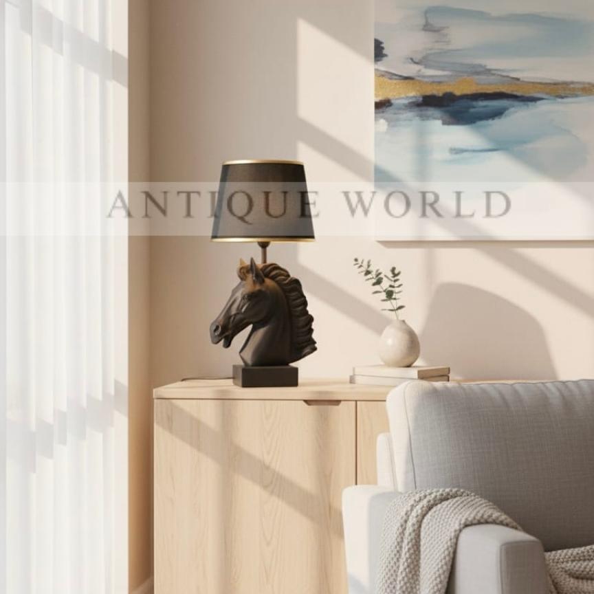 Royal Horse Figurine Brass Finish Table Lamp 1 Pc