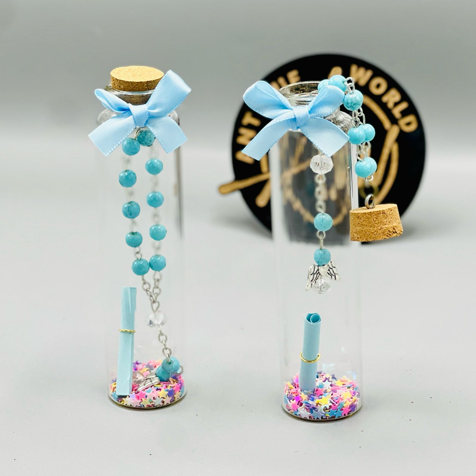 Charming Beaded Mini Msg Bottle ( Set of 2 )
