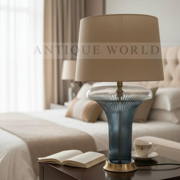 Tall Contemporary Drum Shade Lamp  ( Pair )