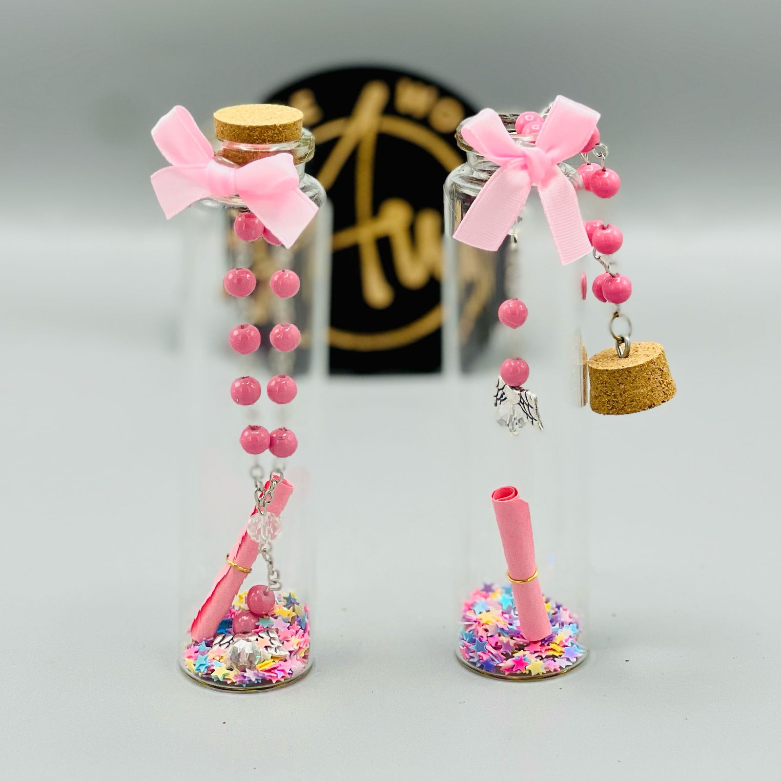 Charming Beaded Mini Msg Bottle ( Set of 2 )
