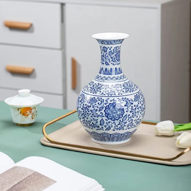Blue and White Ginger Jar Vase
