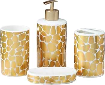 Golden Ceramic Bathroom Accessories Set