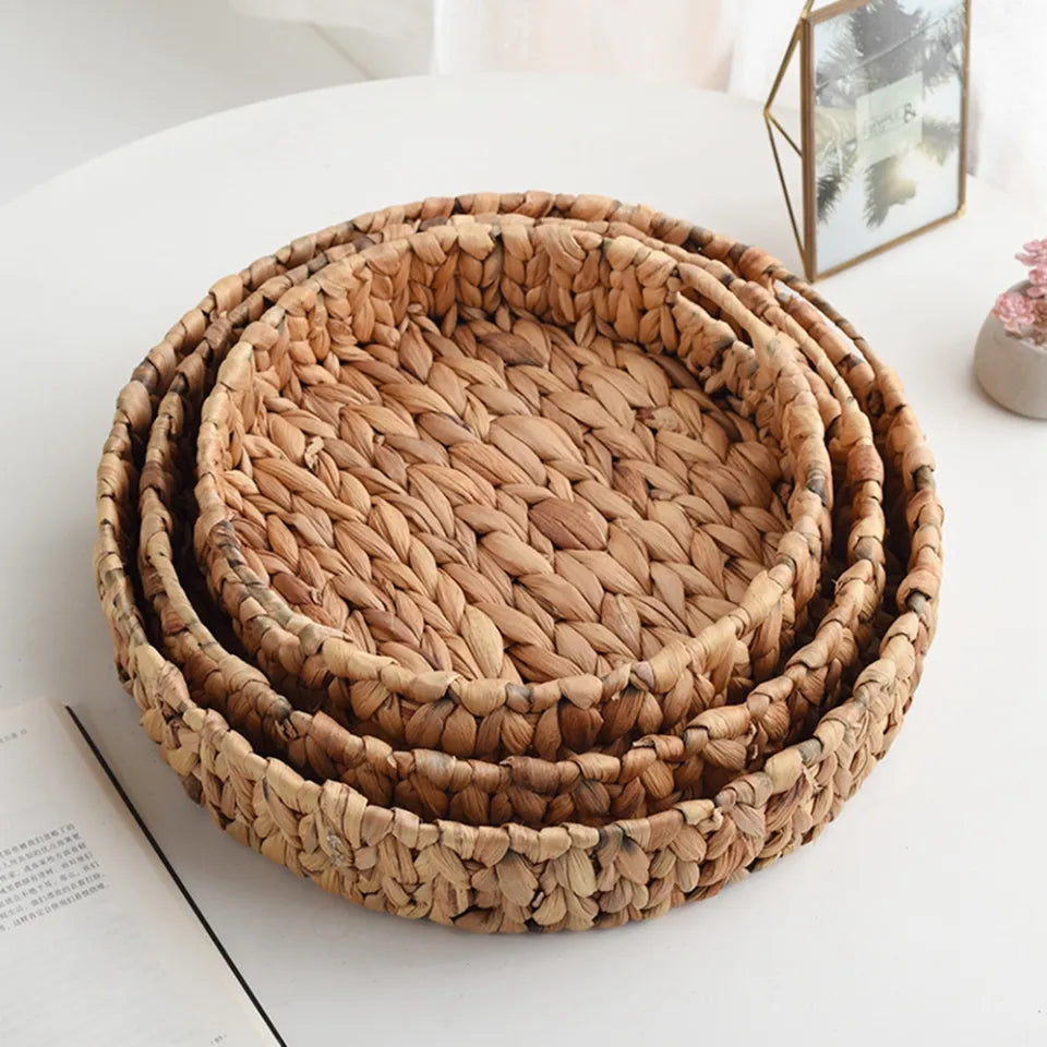 Rattan Wicker Handwoven Fruit Basket ( Set of 3 )