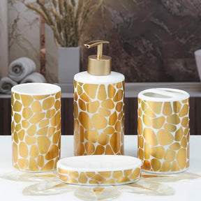 Golden Ceramic Bathroom Accessories Set