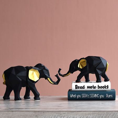 Elephant Pair Figurines for Home Decor (Set of 2)