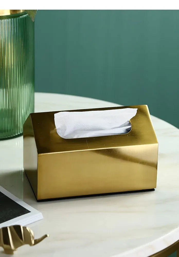 Gold Metal Tissue Box Cover