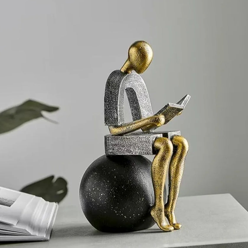 Modern Decorative Abstract Reading Figure Sculpture