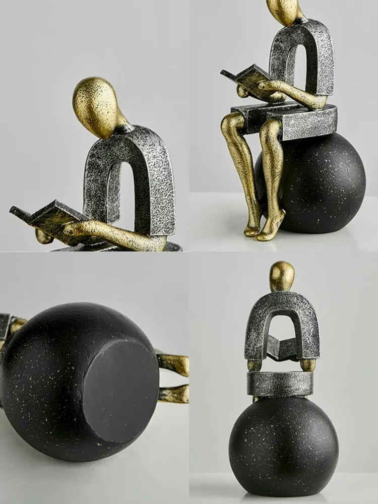 Modern Decorative Abstract Reading Figure Sculpture