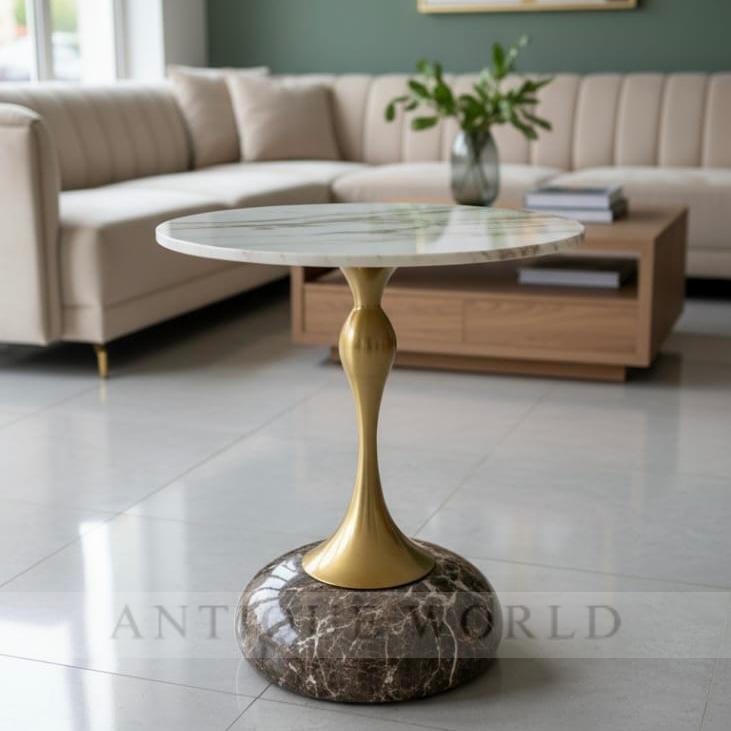 Modern Gold-Toned Round Center Table