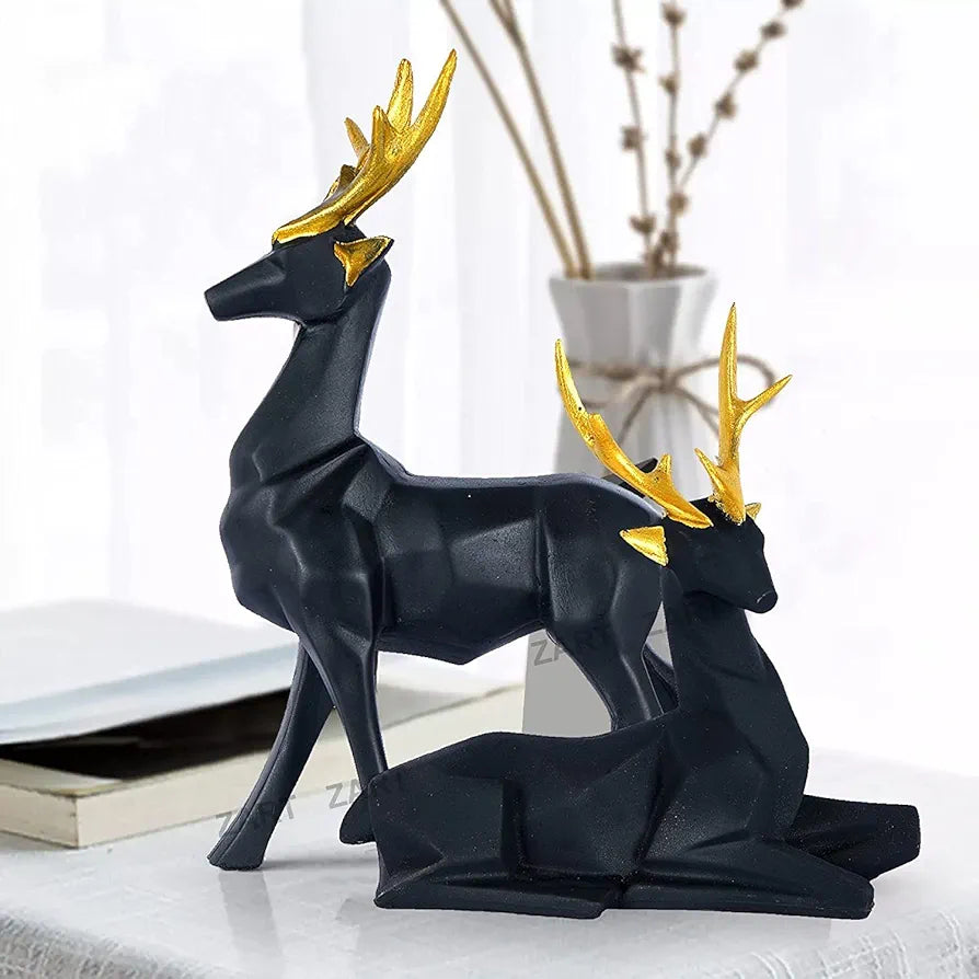 Black Resin Rein Deer ( Set of 2 )