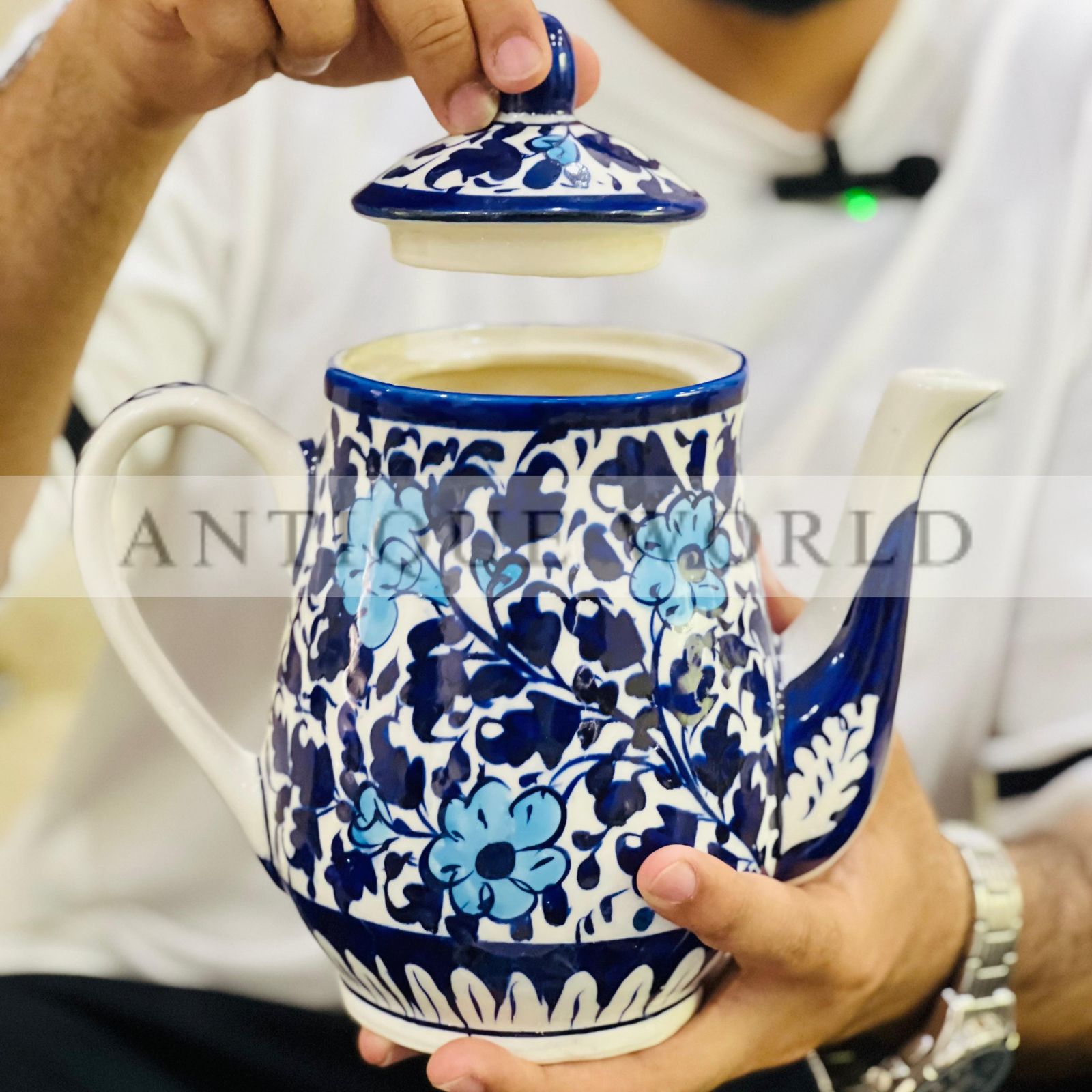 Royal Blue Pottery Blossom Tea Set ( 15pc )