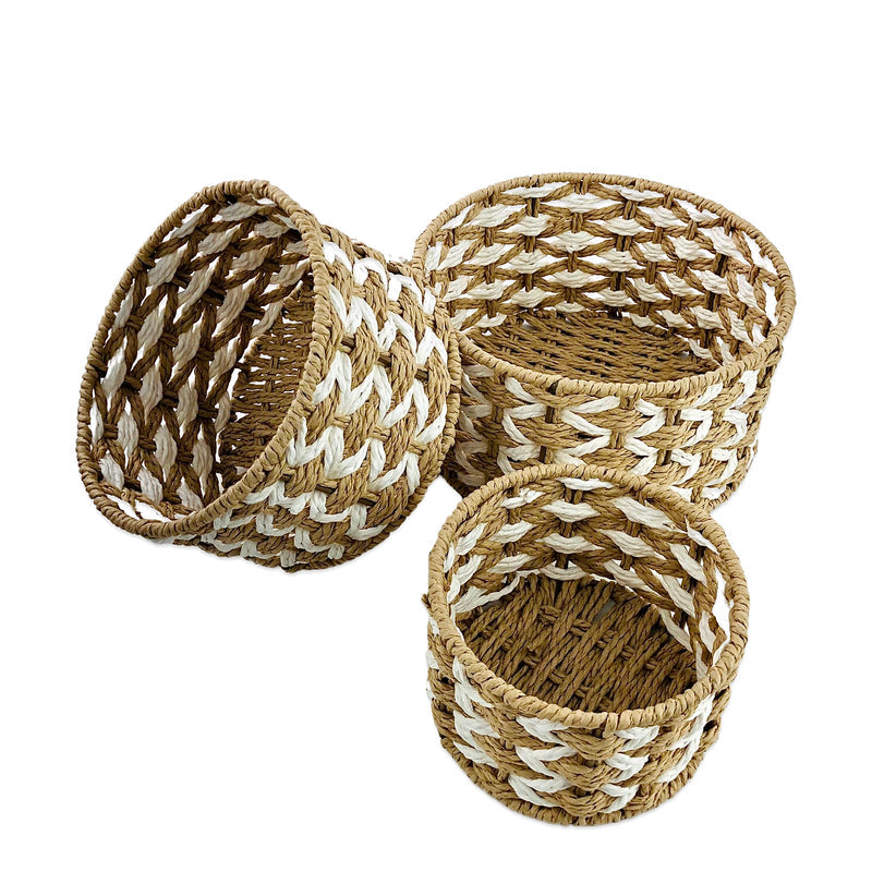 Round zag Jute Towel Basket (Set of 3)