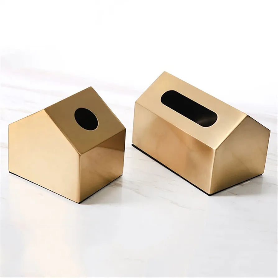 Gold Metal Tissue Box Cover