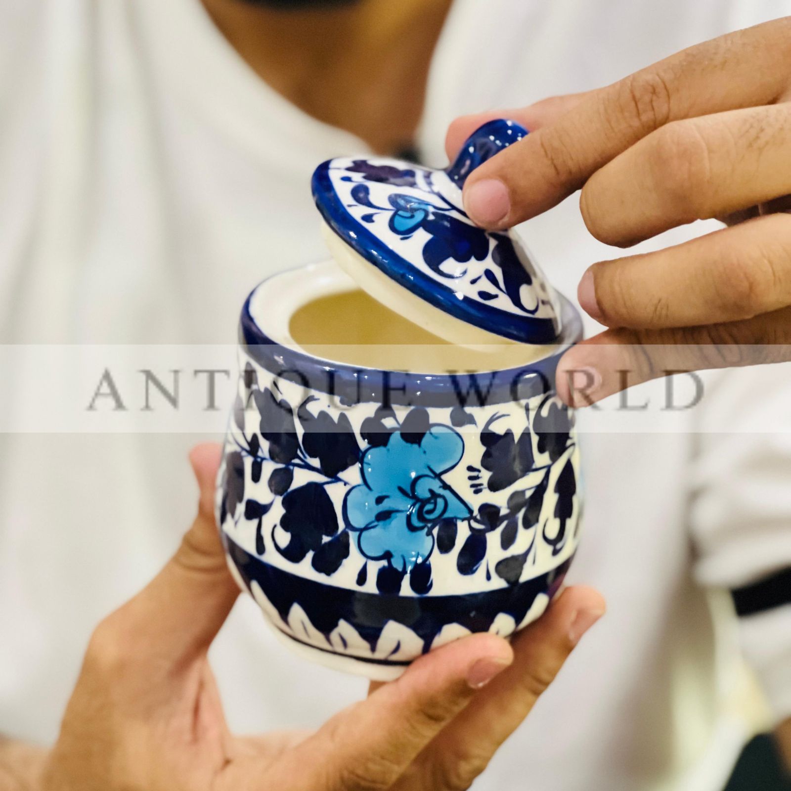 Royal Blue Pottery Blossom Tea Set ( 15pc )
