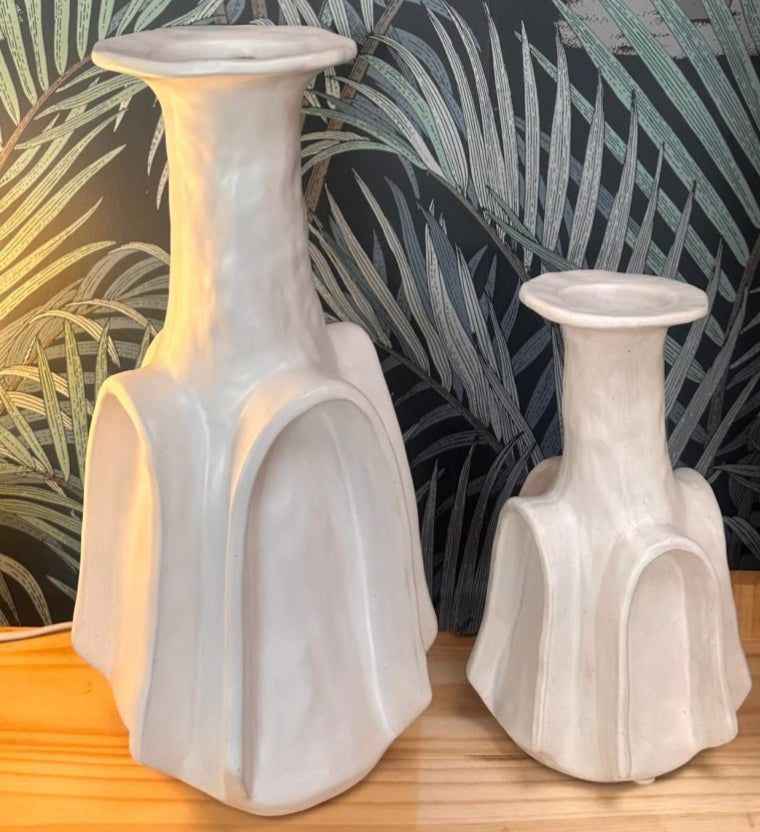 Conical Ivory Shade Ceramic Vase Set