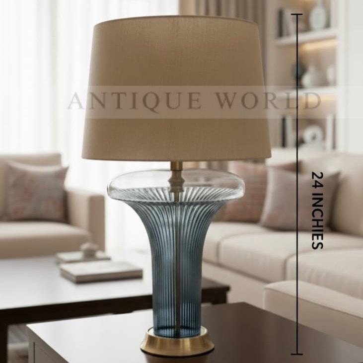 Tall Contemporary Drum Shade Lamp  ( Pair )