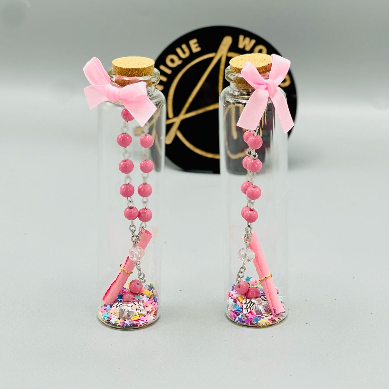 Charming Beaded Mini Msg Bottle ( Set of 2 )