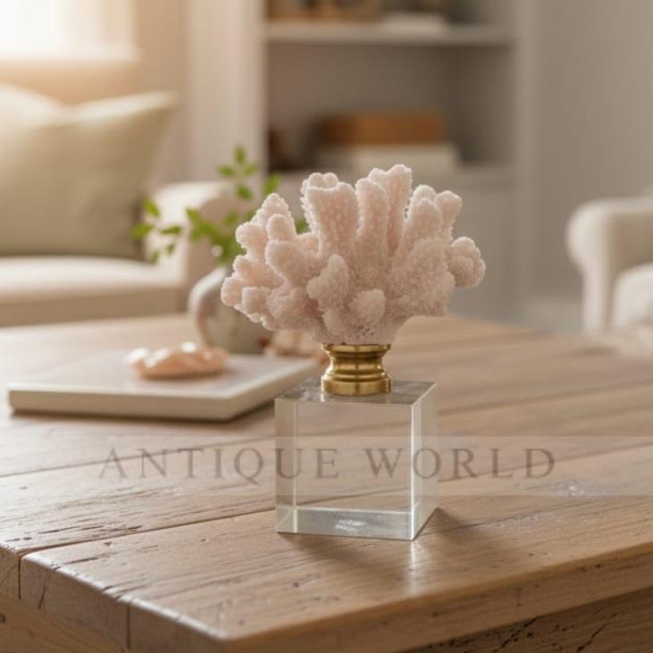 Acrylic Base Brass Finish Coral Decor