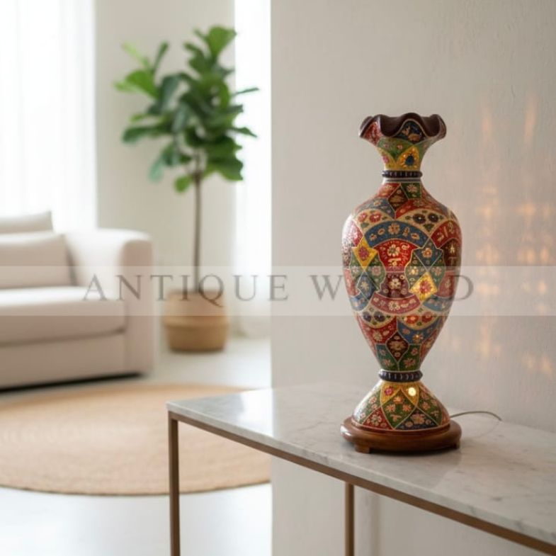 Hand-Painted Camel Skin Table Lamp