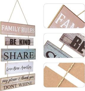 Rustic Wooden Family Rules Sign