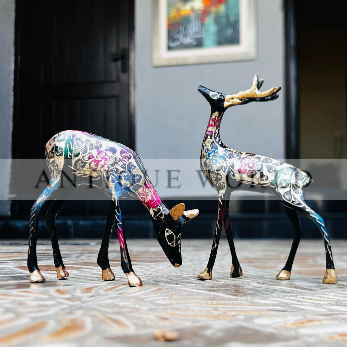 Handcrafted Brass Deer Figurine (Set of 2)