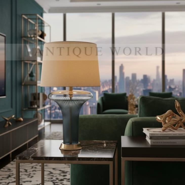 Tall Contemporary Drum Shade Lamp  ( Pair )