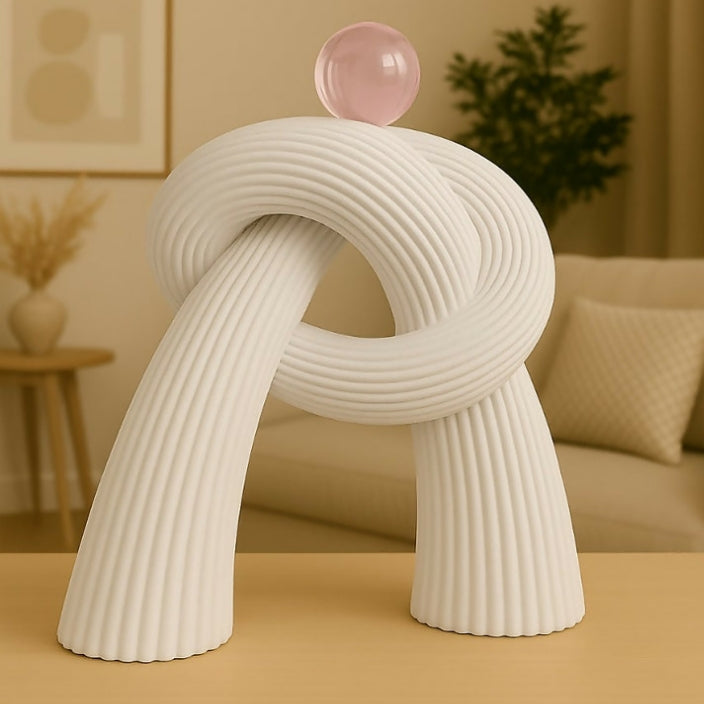 Black Abstract Knot Sculpture with Sphere