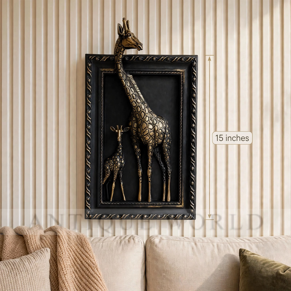 Golden Giraffe Family Elegance Wall Art