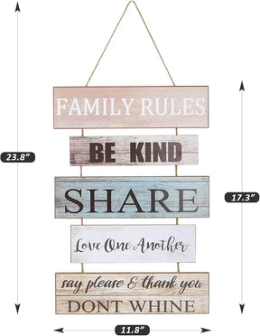 Rustic Wooden Family Rules Sign