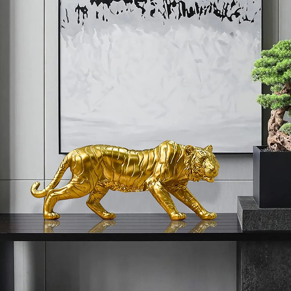 Golden Tiger Resin Statues for Home Indoor Office