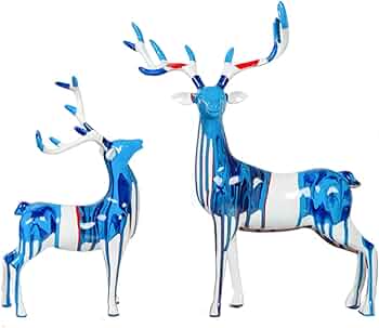 Bluish Textured Deer (Set Of 2)