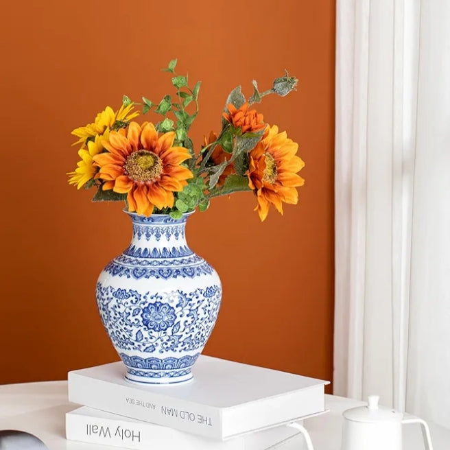 Blue and White Ginger Jar Vase