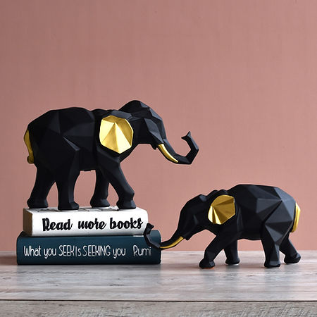 Elephant Pair Figurines for Home Decor (Set of 2)