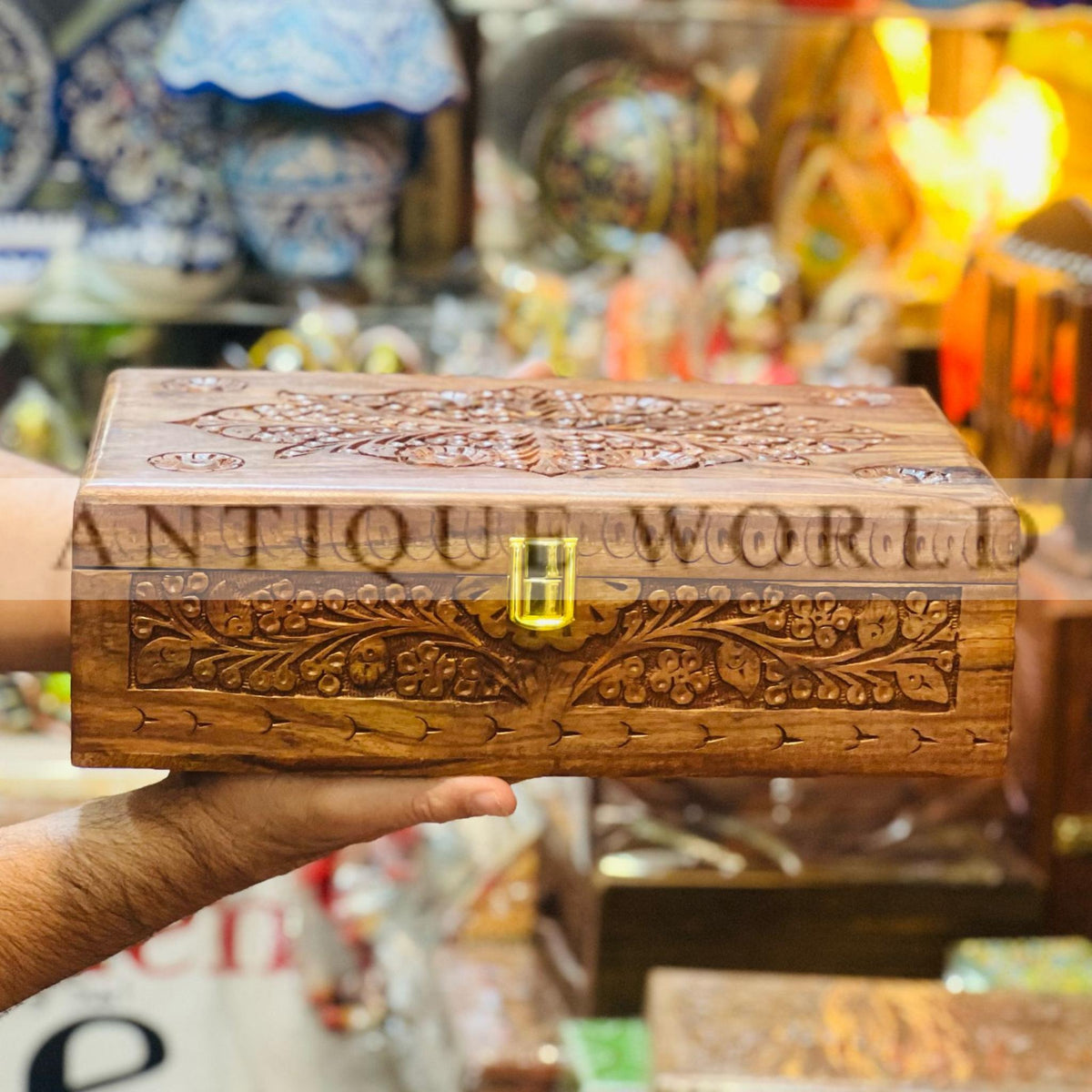 Vintage Hand Carved Wooden Box