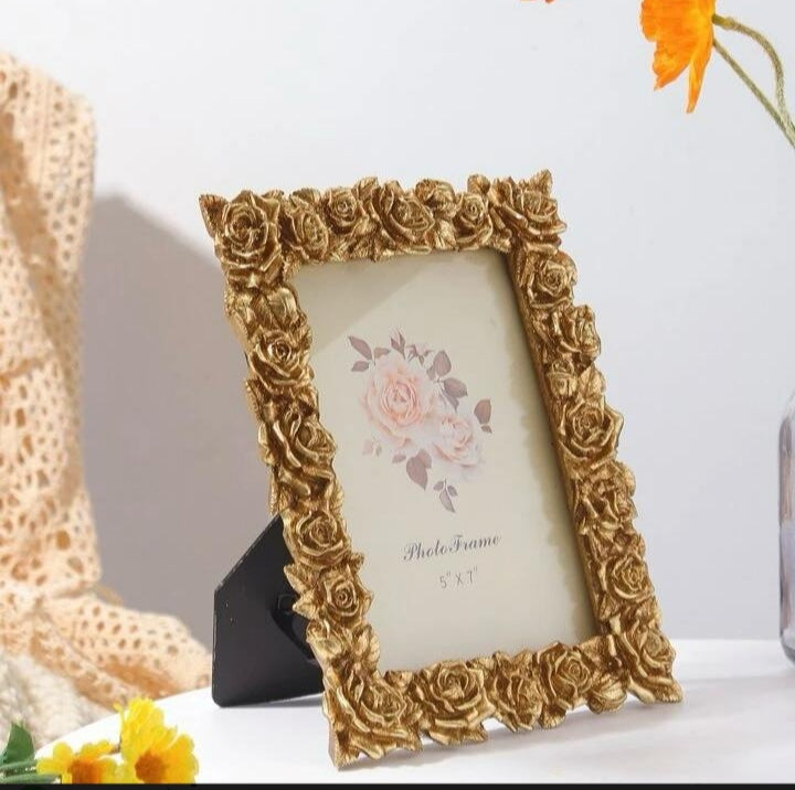 Gold Antique Roses Border Photo Frame