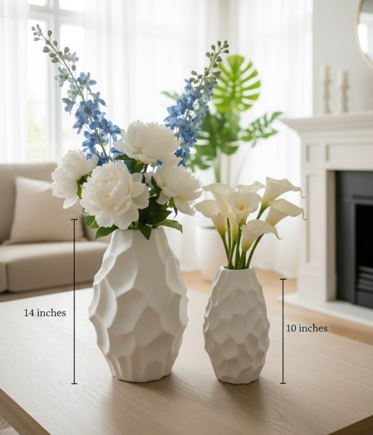 Textura Ivory Ceramic Vase Set