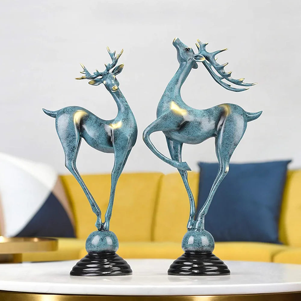 Home Decor Couple Deer Figurine Statue ( Set of 2 )