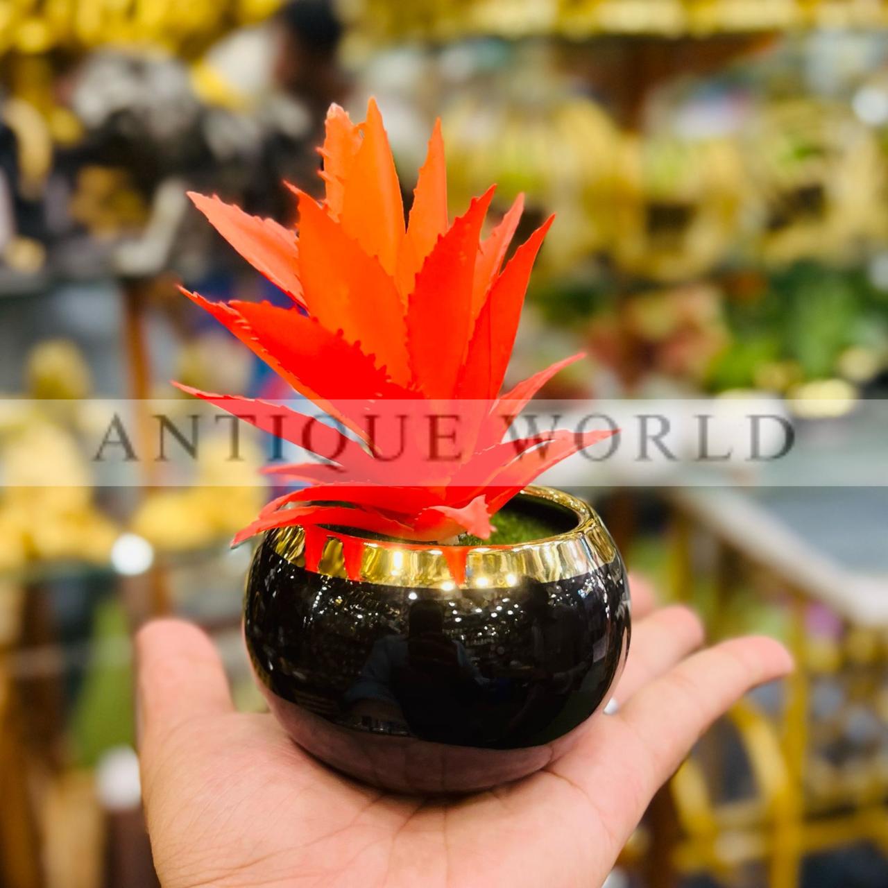 Artificial Reddish Plant with Ceramic Pot