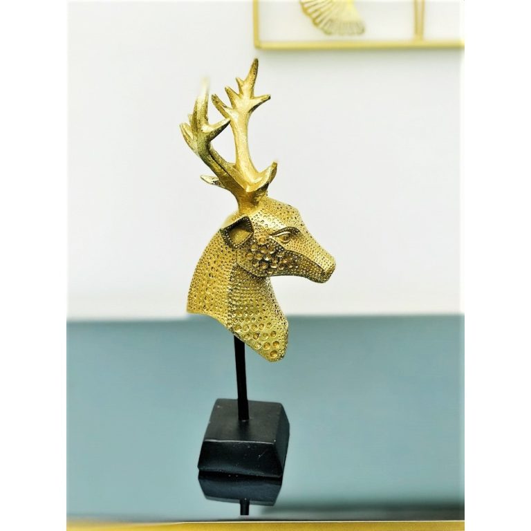 Golden Resin Stag with Metal Stand
