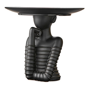 Woman Statue with Tray Modern Art Decoration