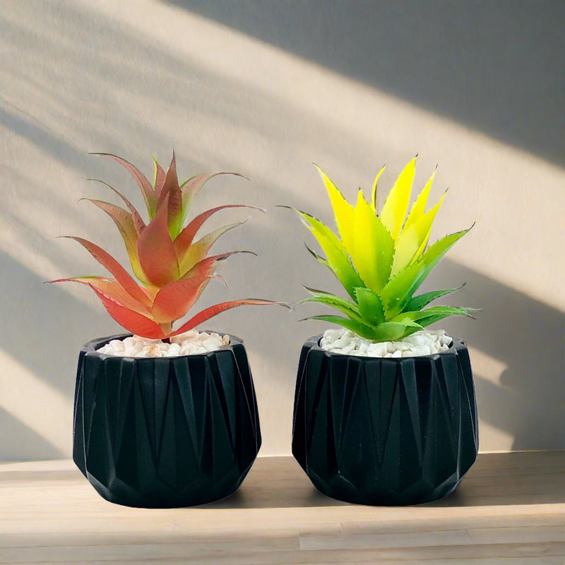 Matt Black Tri Texture Pots Planter 1Pc