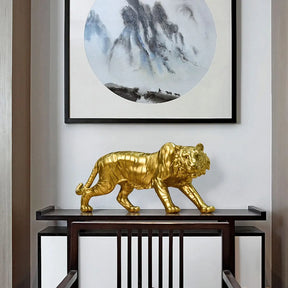 Golden Tiger Resin Statues for Home Indoor Office