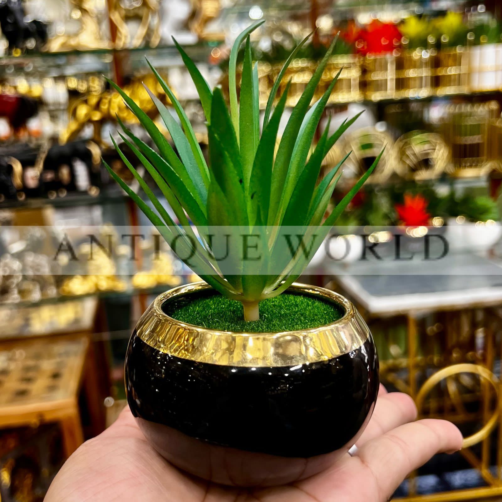 Artificial Reddish Plant with Ceramic Pot